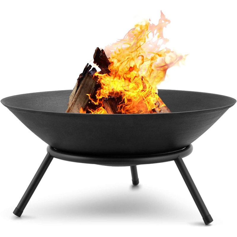 Ebern Designs Fire Pit Outdoor Wood Burning 22.6In Cast Iron Firebowl